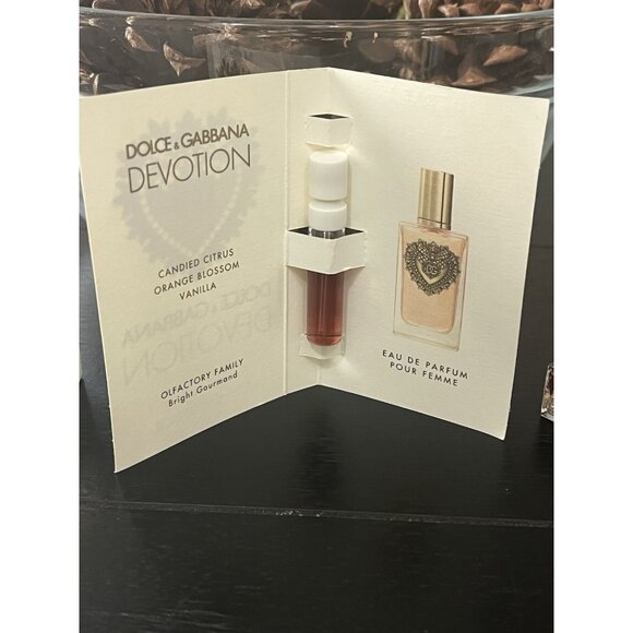 Dolce & Gabbana Devotion Eau De Parfum 0.17 oz MINI & 0.05 oz Sample on Card - Picture 3 of 5
